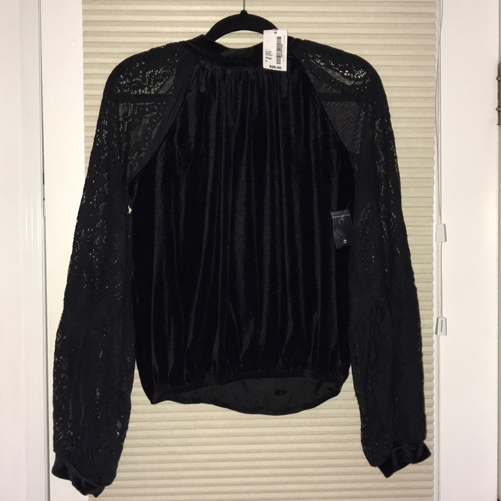 Free people velvet and lace long sleeve top